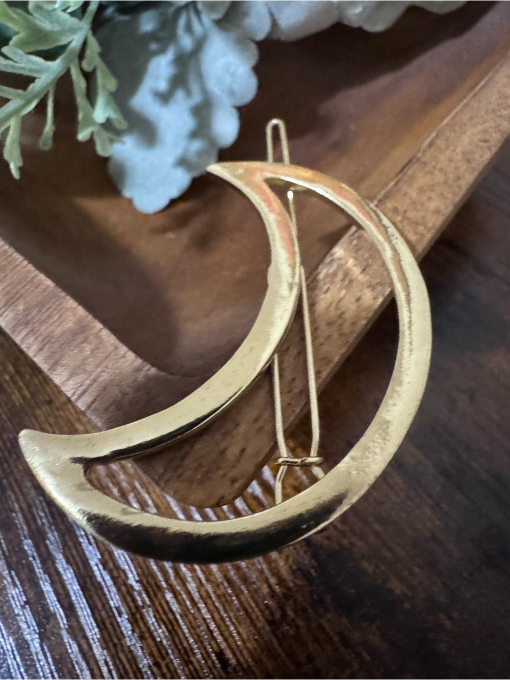 Artisan Gold Crescent Moon Hair Clip